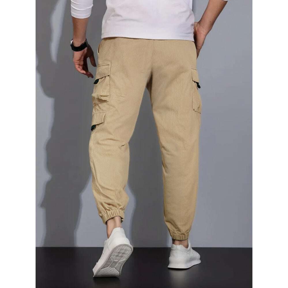 Herren Kord-Cargo-Jogginghose mit elastischem Bund, Tunnelzug & Multifachtaschen Nord Taschen
