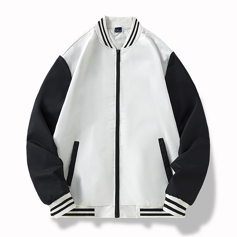 Herren College-Bomberjacke im Varsity-Stil mit kontrastierenden Ärmeln und gerippten Saumbündchen Nord Taschen