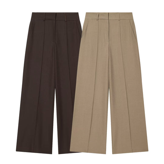 Damen Weite High‑Waist-Hose mit markanter Bügelfalte und Bundfalten Nord Taschen
