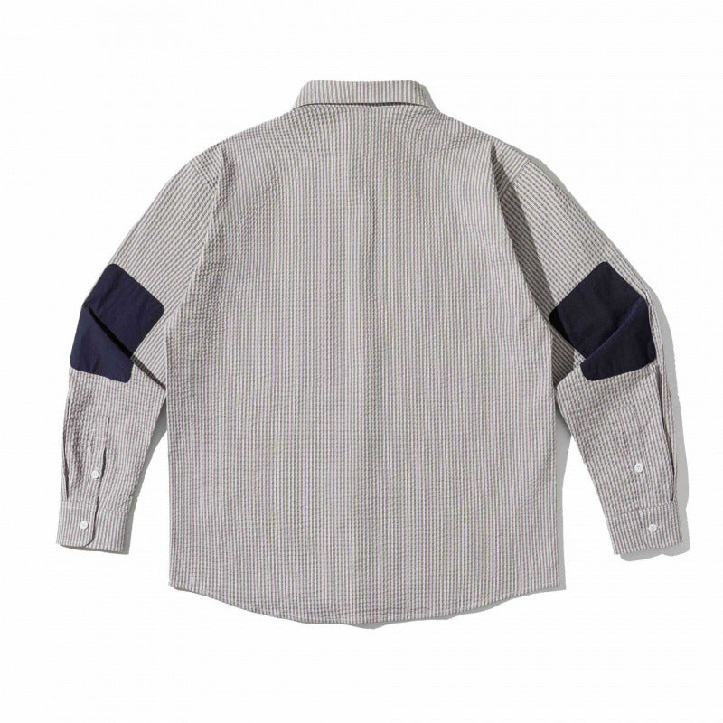Unisex Boxy-Overshirt im Seersucker‑Look mit doppelten Brustklappen und Hemdkragen Nord Taschen