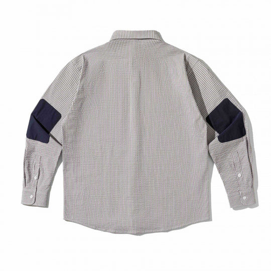 Unisex Boxy-Overshirt im Seersucker‑Look mit doppelten Brustklappen und Hemdkragen Nord Taschen