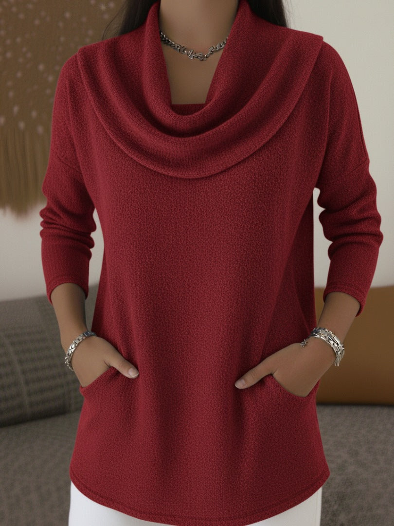 Damen Kuscheliger Feinstrick-Pullover mit Schalkragen und Eingrifftaschen Nord Taschen