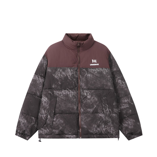 Unisex Gefütterte Boxy‑Isolationsjacke mit Marmoreffekt und hohem Stehkragen Nord Taschen