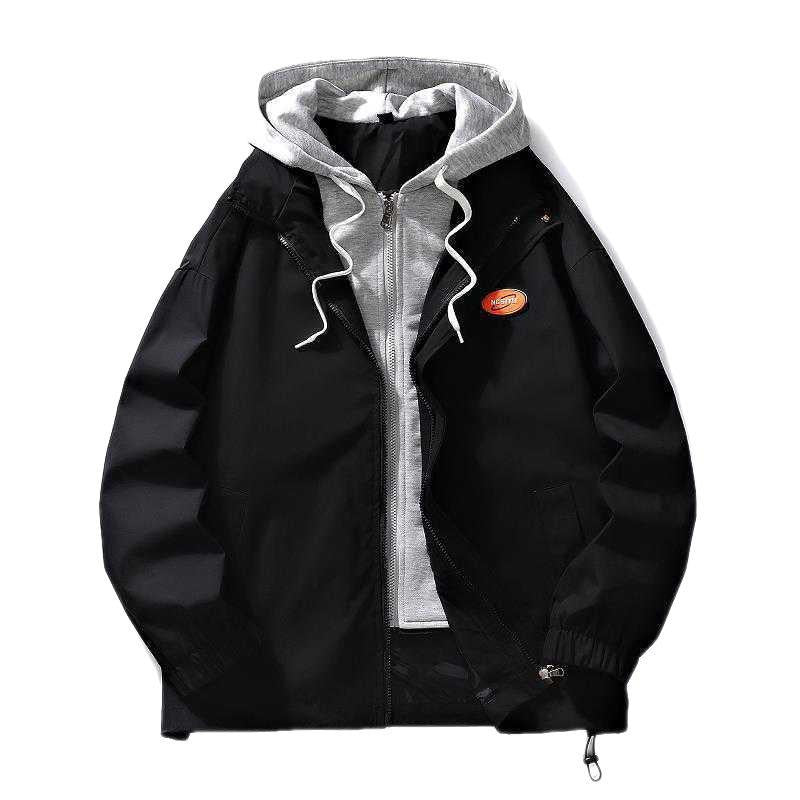 Herren mehrlagige Übergangsjacke mit Kapuzen-Innenlayer und Smiley-Graffiti-Print Nord Taschen