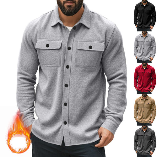 Herren lässige Button-Down Hemdjacke mit zwei seitlichen Brusttaschen und klassischem Kragen