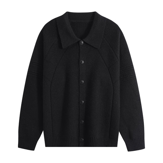 Herren Strickcardigan mit Hemdkragen, Raglanärmeln & geripptem Saum Nord Taschen