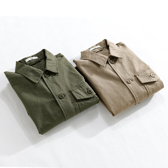 Herren Relaxed-Fit Baumwoll-Overshirt mit Brustpatte und Hemdkragen Nord Taschen