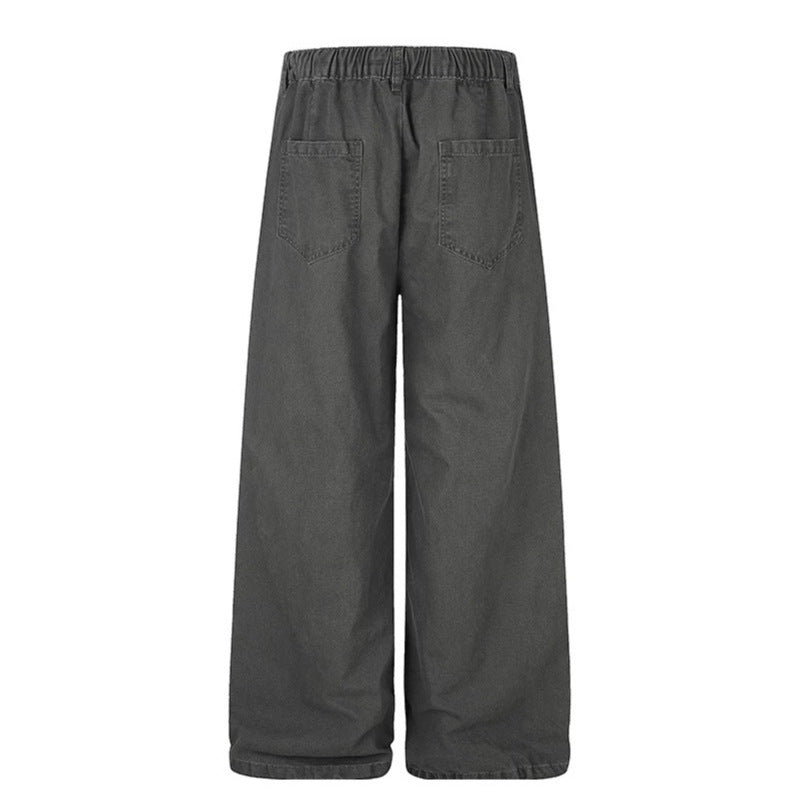 Damen Weite Canvas-Cargo-Palazzo-Hose mit elastischem Komfortbund und verstellbarem Saum Nord Taschen