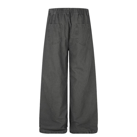 Damen Weite Canvas-Cargo-Palazzo-Hose mit elastischem Komfortbund und verstellbarem Saum Nord Taschen