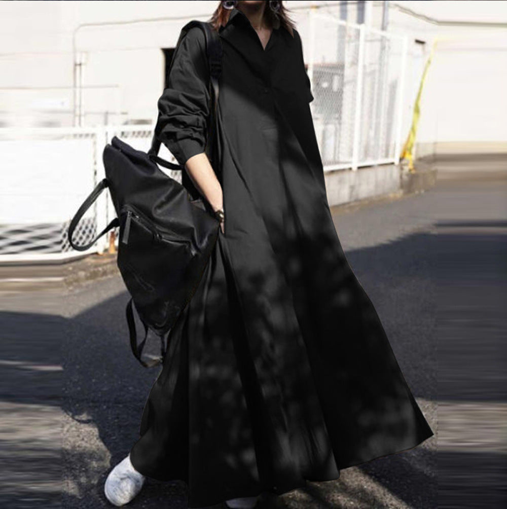 Damen Oversize-Hemdblusenkleid in A-Linie mit Hemdkragen Nord Taschen