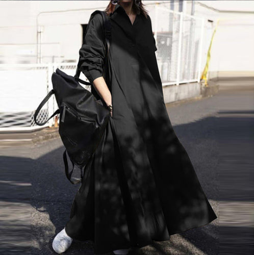 Damen Oversize-Hemdblusenkleid in A-Linie mit Hemdkragen Nord Taschen