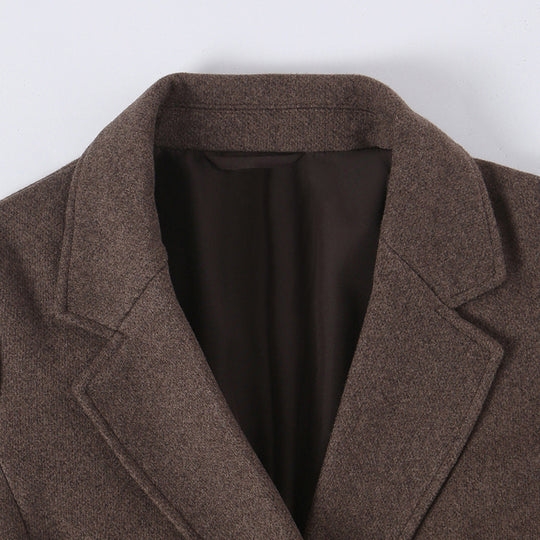 Damen Taillierter Wollmix‑Mantel mit Reverskragen und Bindegürtel Nord Taschen