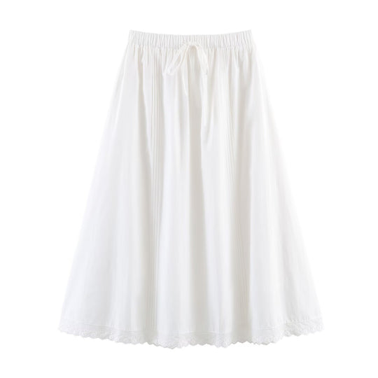 Damen Midirock mit elastischem Bund, Plissee-Details und besticktem Spitzenbesatz Nord Taschen