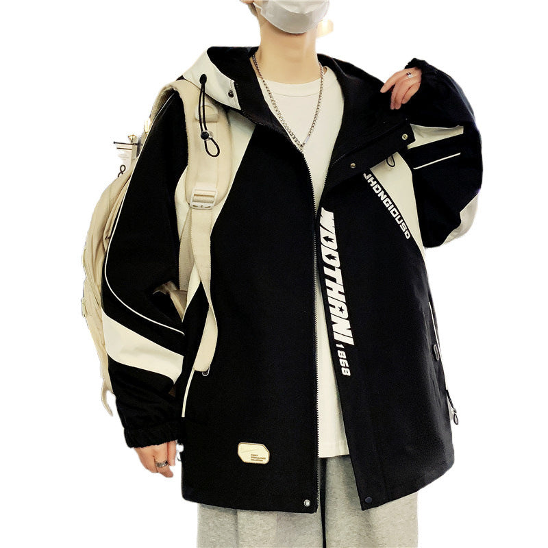 Herren Oversize-Windbreaker mit Kapuze, sportlichem Frontprint und Kontrastpanelen Nord Taschen