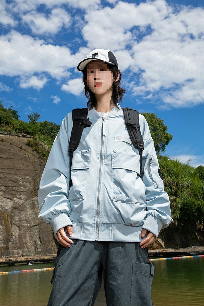 Damen Oversize Multifunktionale Field-Bomberjacke mit Cargo-Taschen & gerippten Bündchen Nord Taschen