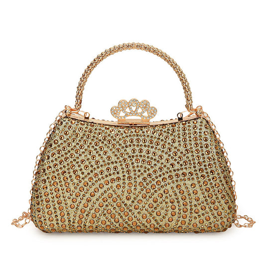 Damen funkelnde Glamour Clutch mit dekorativem Kettenhenkel Nord Taschen