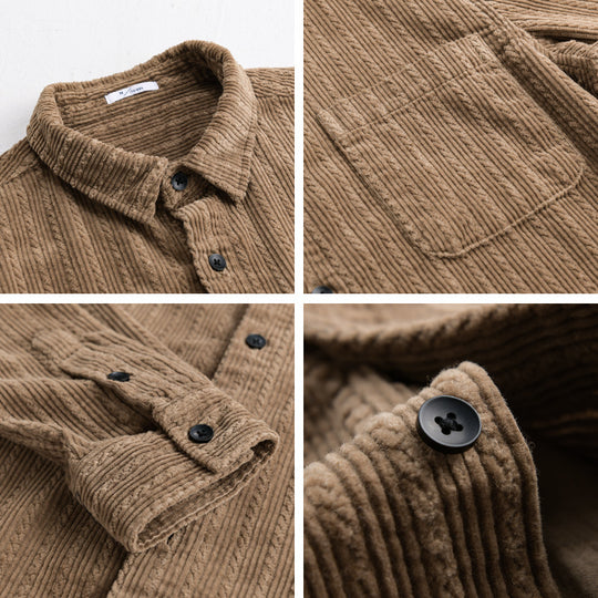 Herren Cord-Overshirt mit markanter Rippenstruktur und Brusttasche Nord Taschen