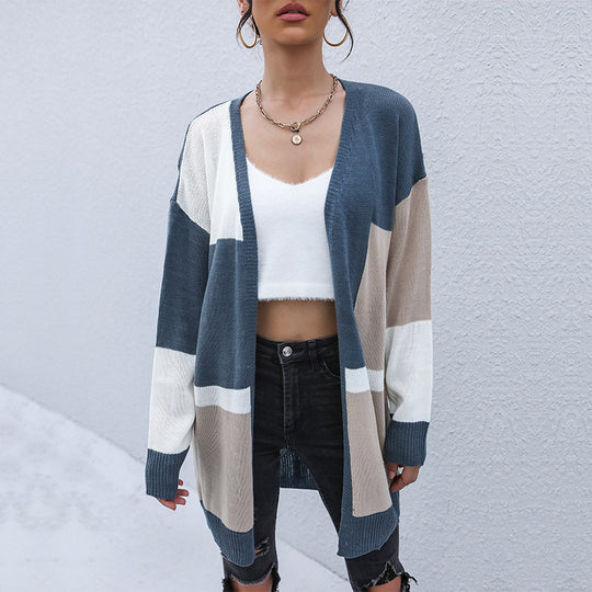 Damen Lässige Strickjacke mit geometrischem Design Nord Taschen
