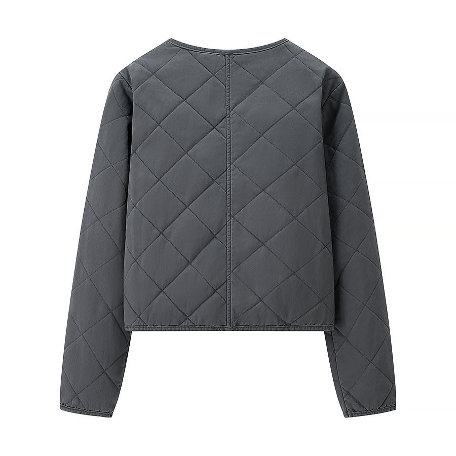 Damen Leichte gesteppte Kurzjacke mit Rundhalsausschnitt, durchgehendem Reißverschluss und dezenter Taillenlänge Nord Taschen