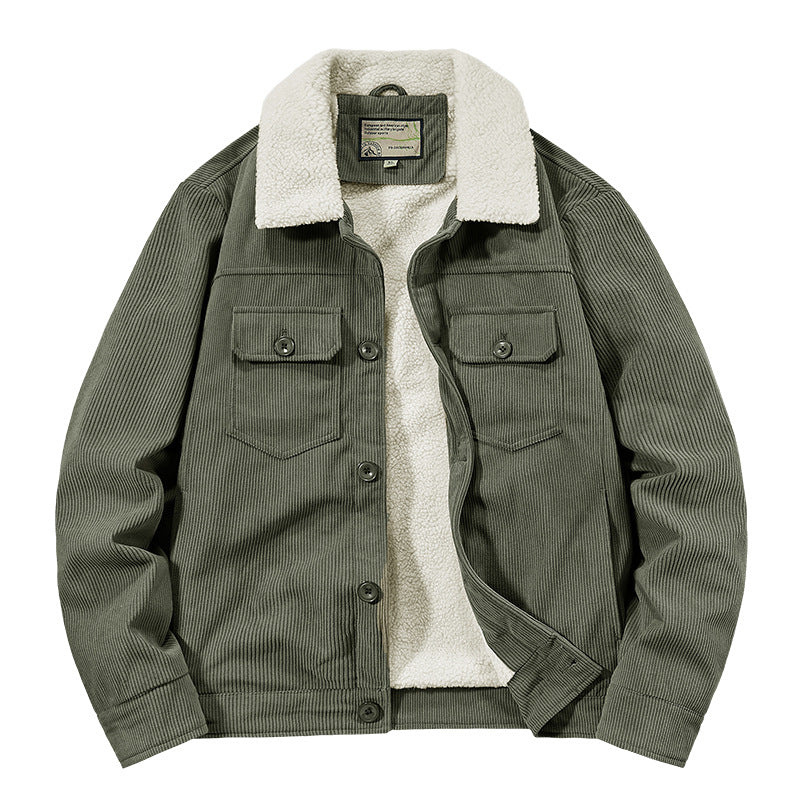 Herren Gemusterte Cordjacke mit Teddyfutter Nord Taschen