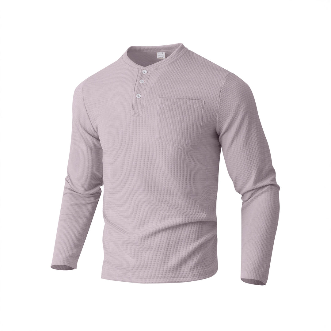 Herren Langarm Henley mit Waffelstruktur und Brusttasche thermisches Langarmshirt Nord Taschen