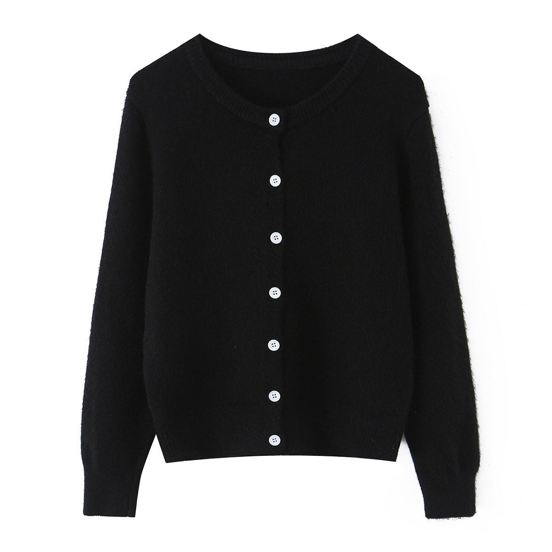 Damen Feinstrick-Cardigan mit Rundhalsausschnitt, durchgehender Knopfleiste und geripptem Saum Nord Taschen