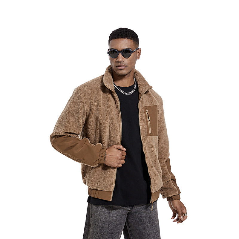 Herren Teddy-Fleece Jacke mit Stehkragen und verstärkten Einsätzen Nord Taschen