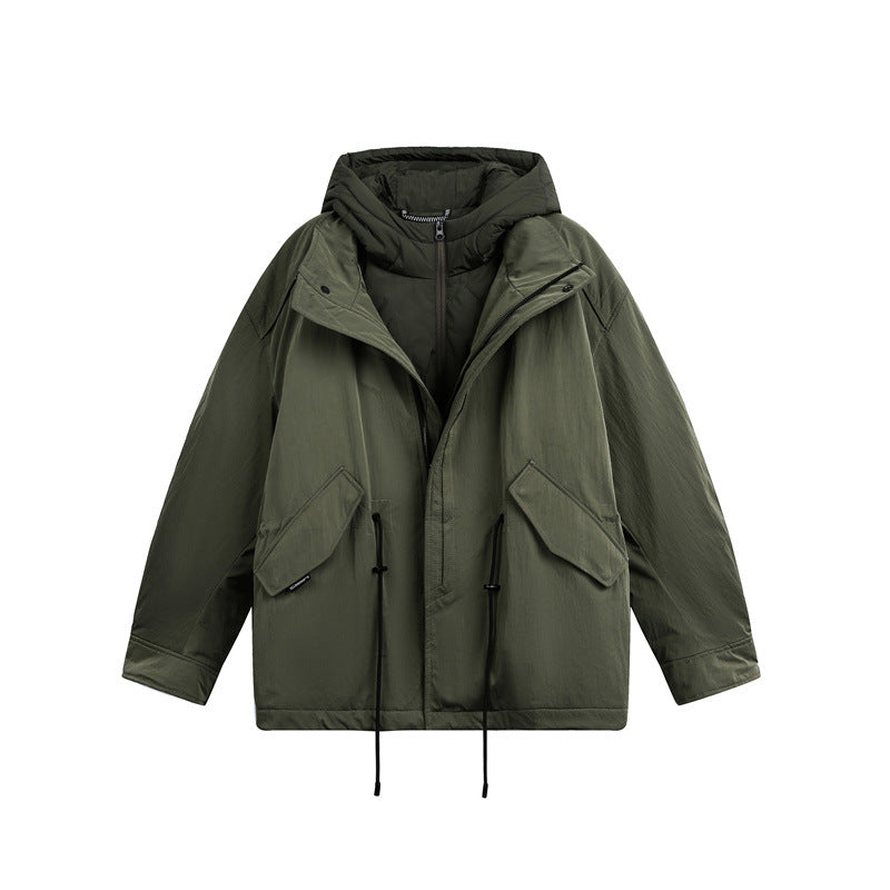 Herren Oversize Parka mit gesteppter Wattierung und Tunnelzug Nord Taschen