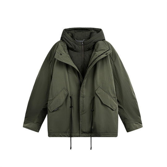 Herren Oversize Parka mit gesteppter Wattierung und Tunnelzug Nord Taschen