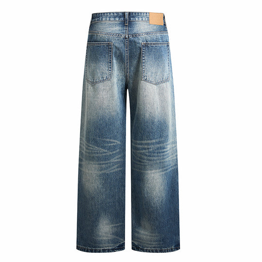 Damen hochgeschnittene weite Vintage-Jeans mit weitem Bein und klassischem Taschen-Design Nord Taschen
