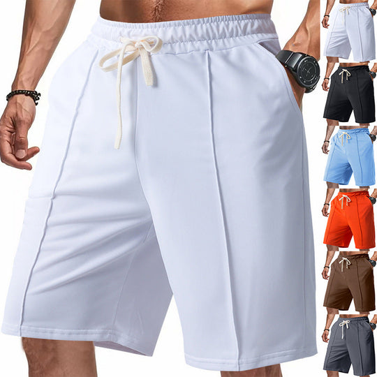 Herren nan knielange Relax-Bermuda mit flacher Bügelfalte, elastischem Tunnelzugbund und seitlichen Eingrifftaschen