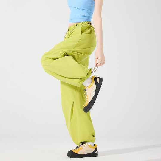 Damen Weite Nylon-Baggyhose mit elastischem Tunnelzugbund & Utility‑Taschen Nord Taschen