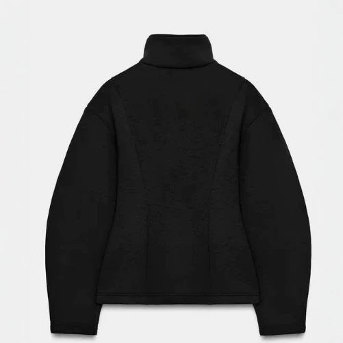 Damen Kurz geschnittene Boxy‑Fleecejacke mit Stehkragen, vertikalen Strukturnähten und verdecktem Reißverschluss Nord Taschen