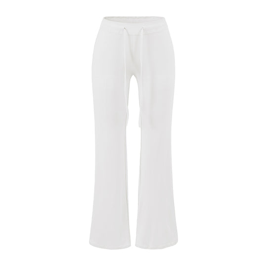 Damen Fließende Jersey-Hose mit hohem Bund, Kordelzug und ausgestelltem Bein Nord Taschen