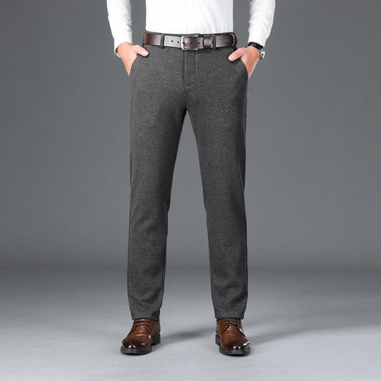 Herren Elegante Stretch-Wolloptik-Hose mit geradem Schnitt und elastischem Bund Nord Taschen
