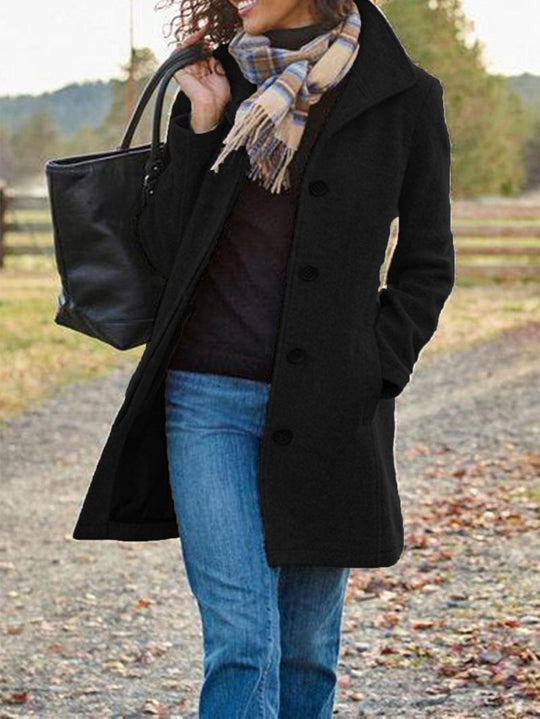 Damen Kurzmantel aus Velourslederimitat mit Hemdkragen, Knopfleiste und seitlichen Eingrifftaschen Nord Taschen