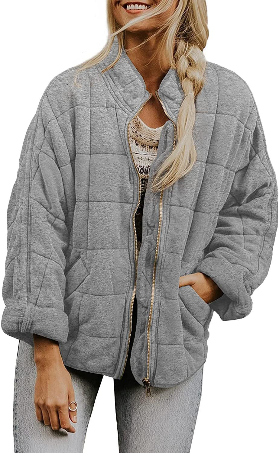 Damen Oversize Steppjacke mit Reißverschluss und Eingrifftaschen Nord Taschen