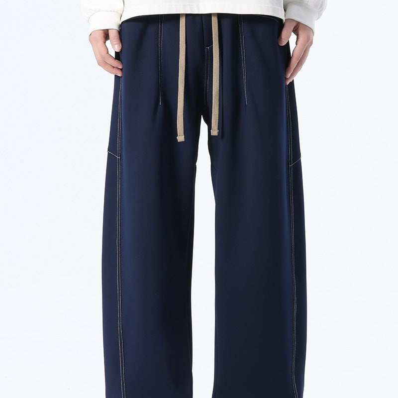 Herren Baggy-Jogginghose mit extra langem Kordelzug und Kontrast-Steppungen Nord Taschen