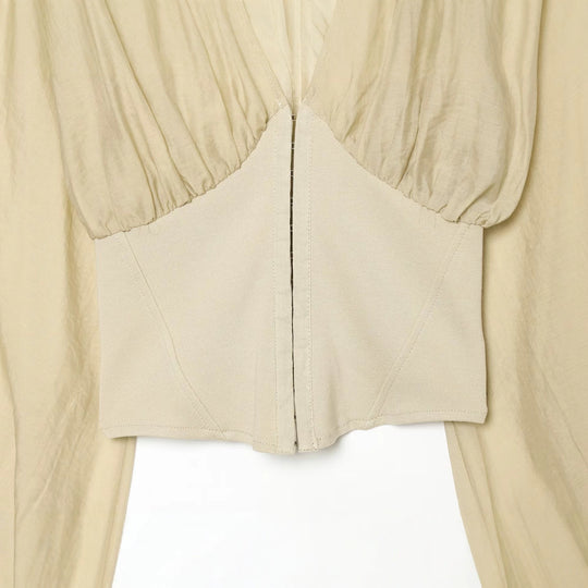 Damen Kurzes Bolero-Blouson mit tiefem V‑Ausschnitt, geraffter Passe und Ballonärmeln Nord Taschen