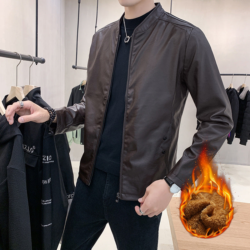 Herren schmal geschnittener Kunstleder Flightblouson mit minimalistischem Stehkragen und verdeckter Reißverschlussleiste Nord Taschen
