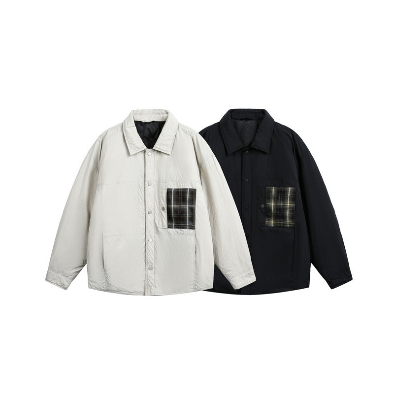 Herren Wattierte Hemdjacke mit Kontrast-Karotasche Nord Taschen