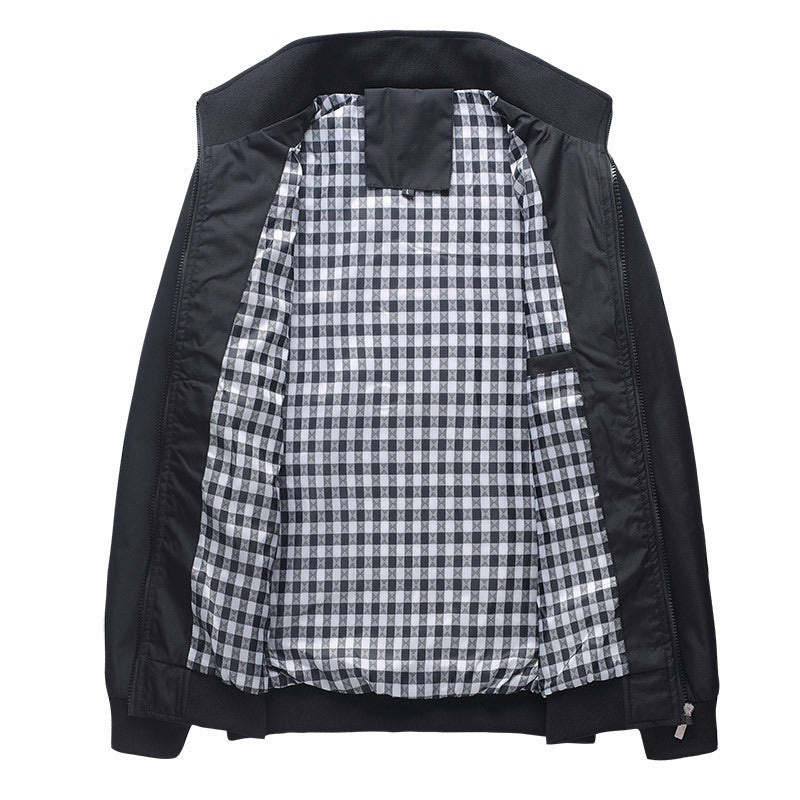 Herren leichter Zip-Blouson aus Funktionsmix mit Stehkragen und kariertem Innenfutter Nord Taschen