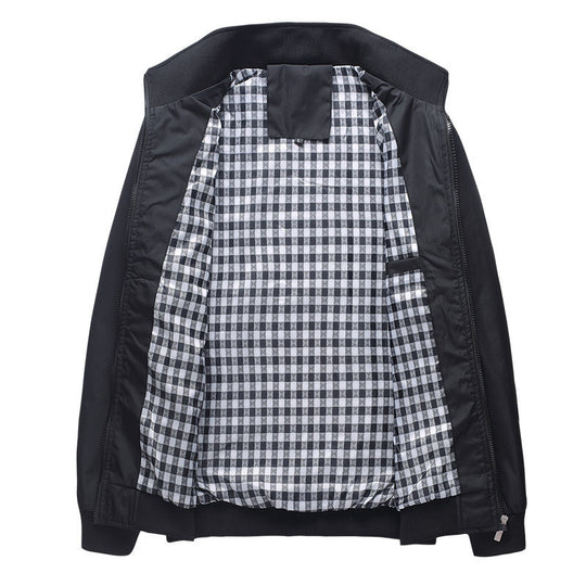 Herren leichter Zip-Blouson aus Funktionsmix mit Stehkragen und kariertem Innenfutter Nord Taschen