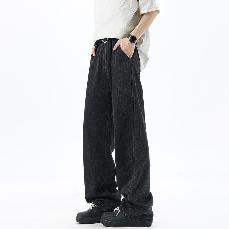 Herren Weite Denim-Jeans mit Vintage-Waschung und tiefem Schritt Nord Taschen