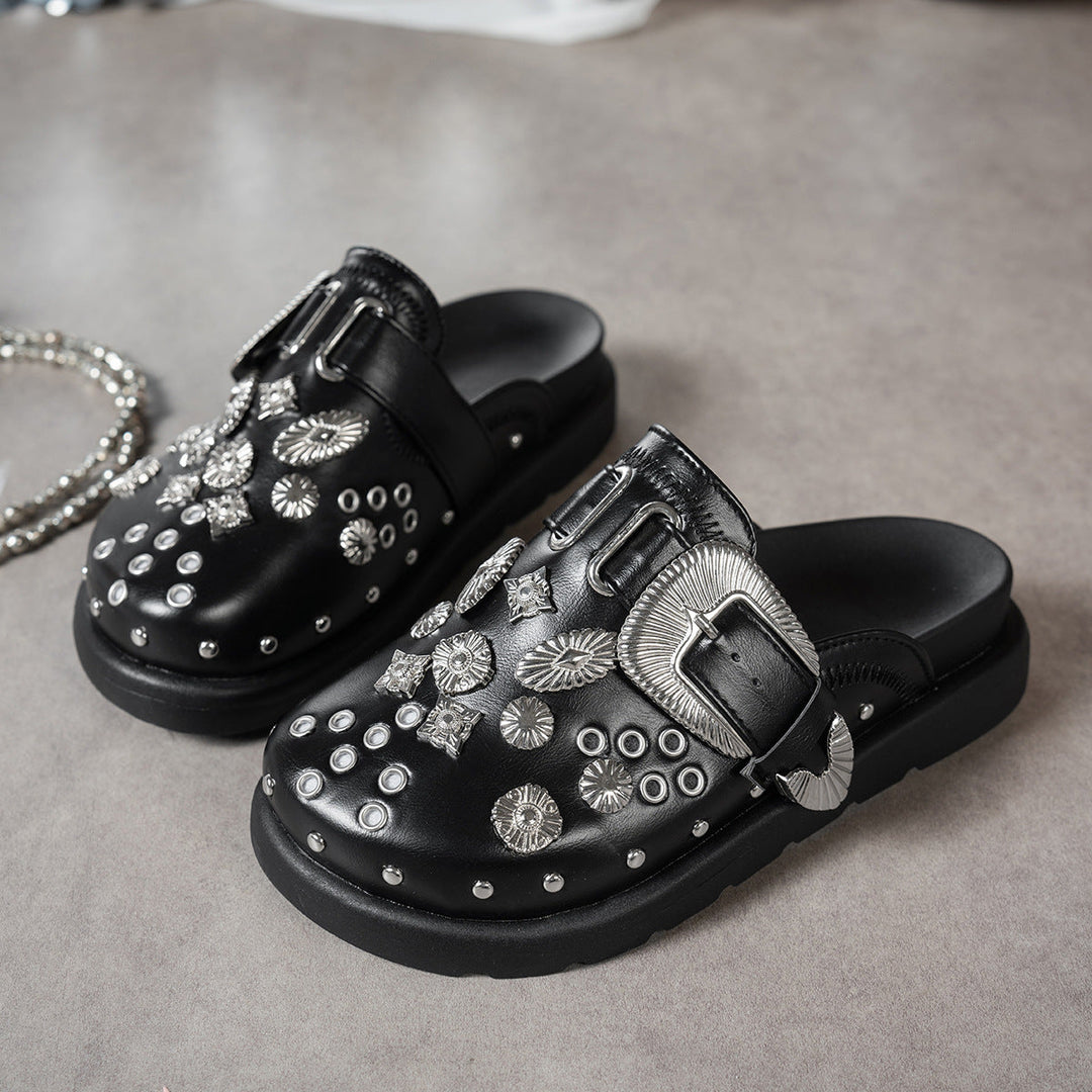 Damen Clogs mit funkelnden Zierteilen und modischem Schnallen-Design