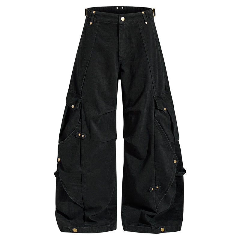 Damen weite Cargo‑Culotte‑Hose mit verstellbaren Riemen, großen Klappentaschen und Ballon‑Silhouette Nord Taschen