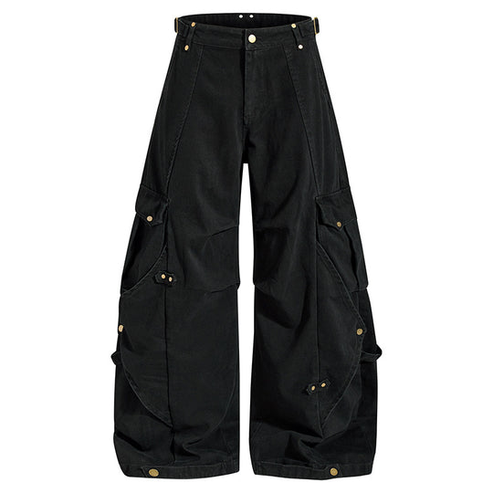 Damen weite Cargo‑Culotte‑Hose mit verstellbaren Riemen, großen Klappentaschen und Ballon‑Silhouette Nord Taschen