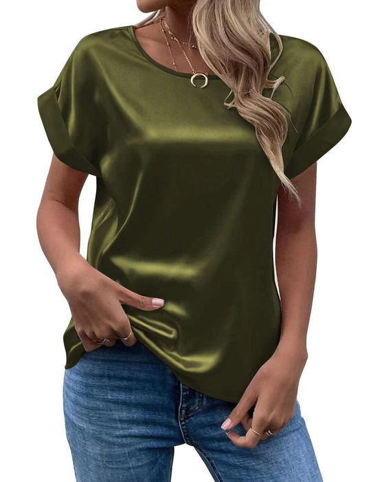 Damen Satin T-Shirt mit elegante Details