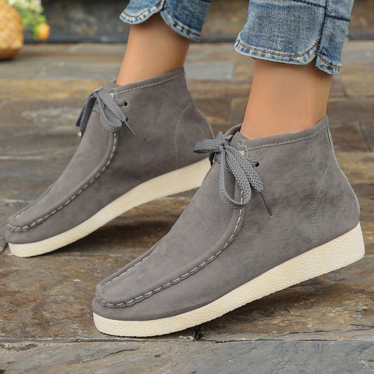 Damen  knöchelhohe Schnürboots mit Mokassinnaht, weicher Innensohle und crepe Sohle Nord Taschen