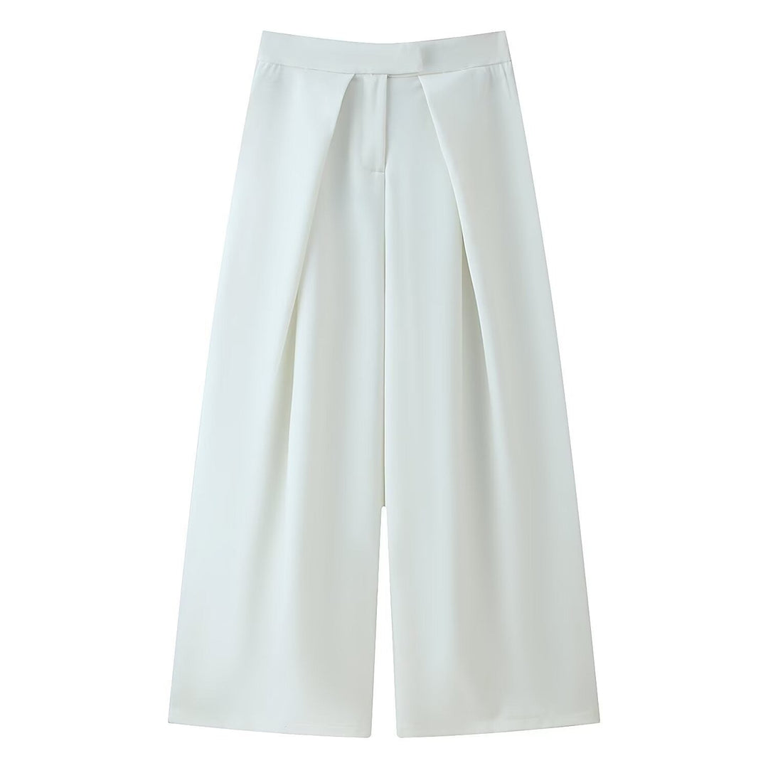 Damen weit geschnittene Culotte-Hose mit eleganten Falten und hohem Bund
